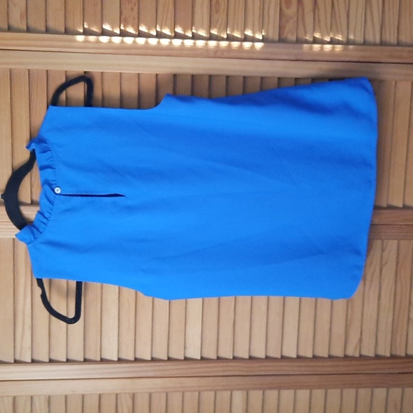 J. Crew Blue Ruffle High Neckline Fully Lined Sleeveless Tunic Top Size XSmall - Picture 3 of 10